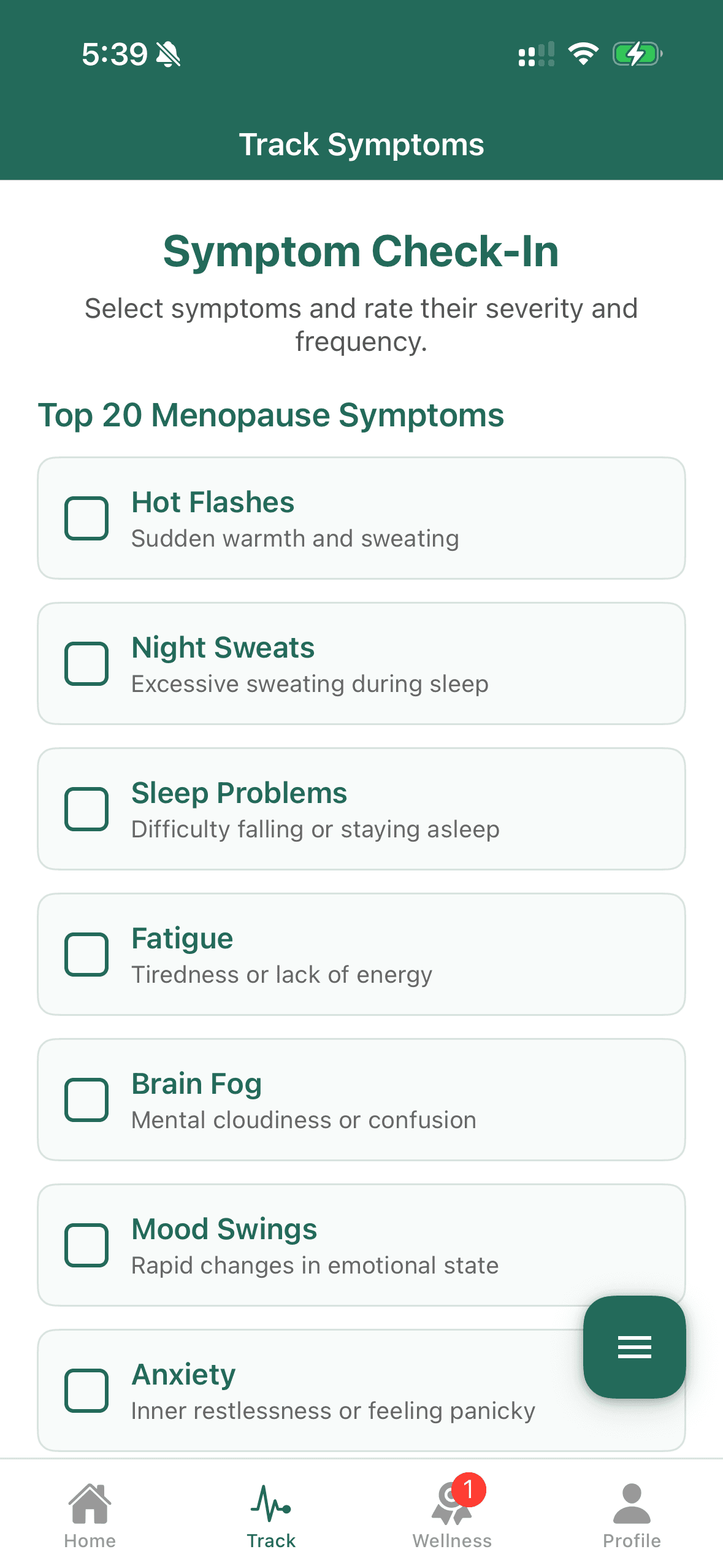 LUCI System Check In - showing patient health metrics and pre-visit summary